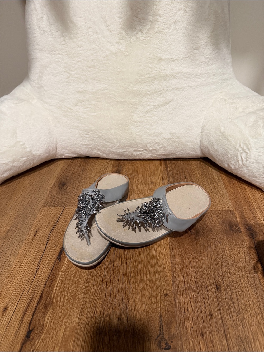 Fitflop Silver Beaded Slide Sandals